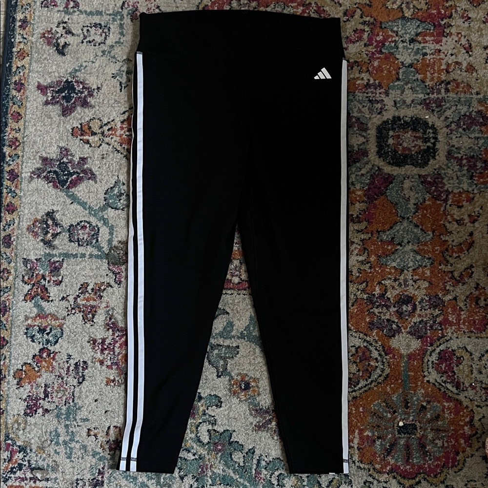 Adidas Women’s Black Leggings with 3 Stripes - XL
